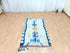 White and Blue Handmade Moroccan Berber Rug - Vintage Boho